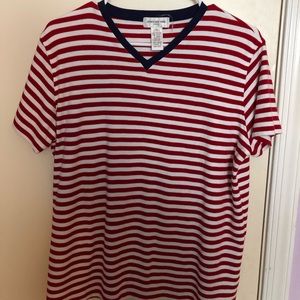 red and white striped t-shirt